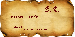 Bizony Kunó névjegykártya